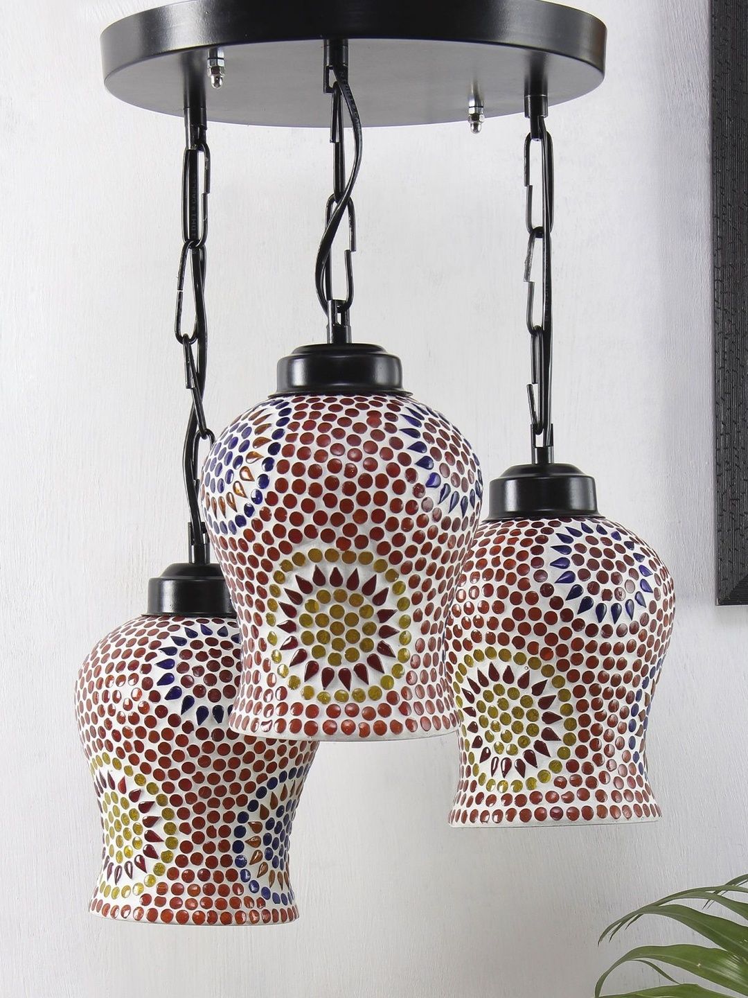 Aura Multicoloured & Multicoloured Textured Glass Ceiling Lamp