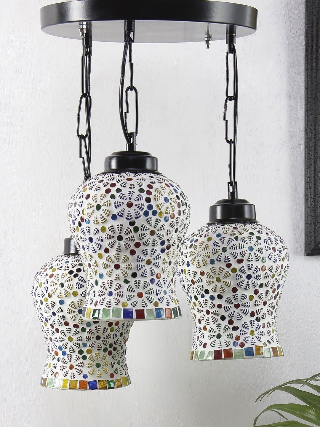 Aura Multicoloured & Multicoloured Textured Glass Ceiling Lamp