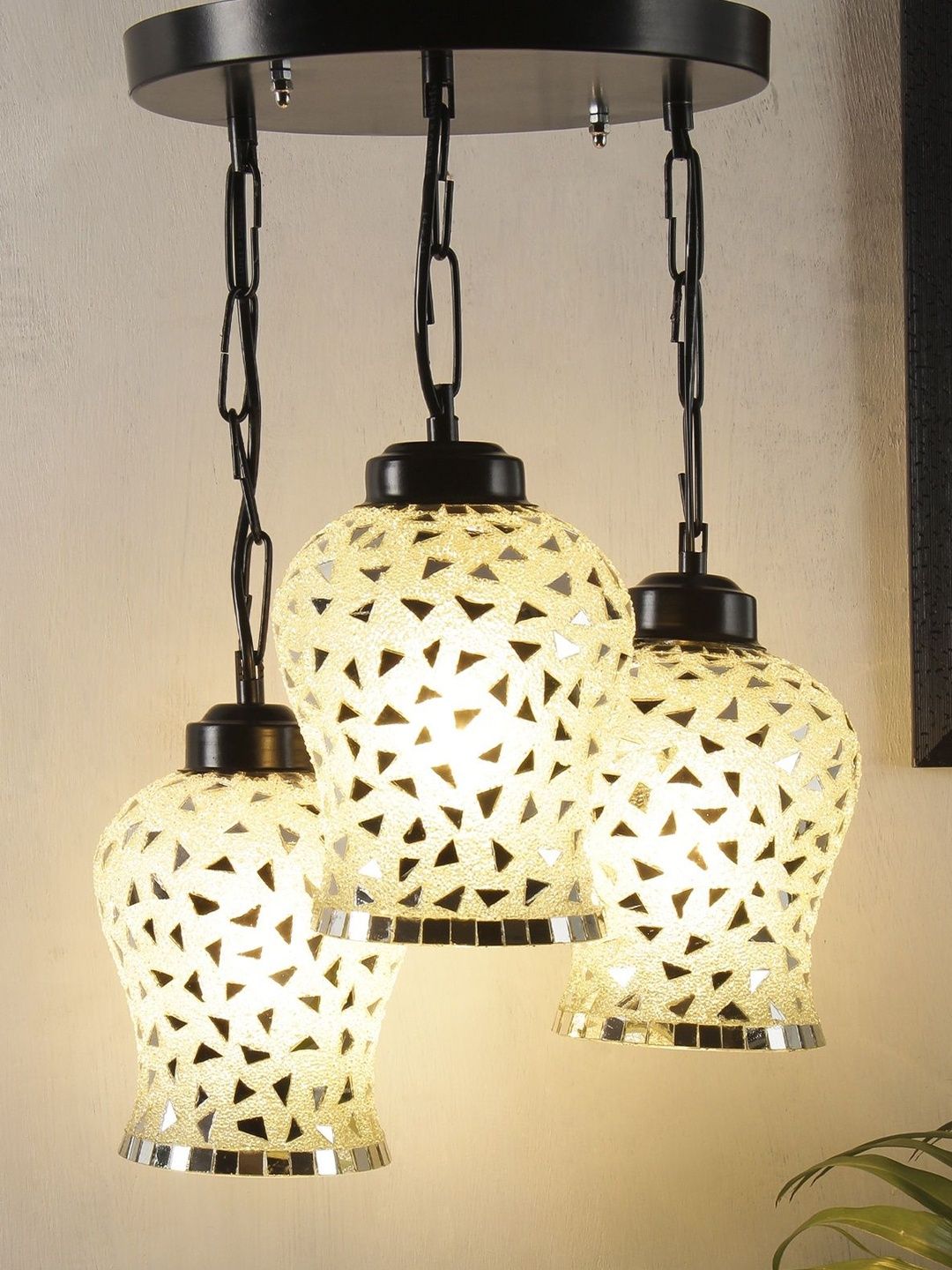 Aura Multicoloured & Grey Textured Glass Contemporary Ceiling Lamp