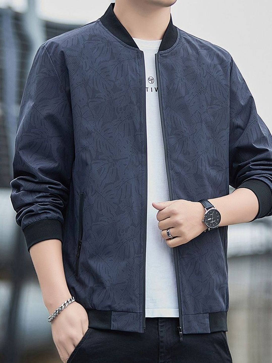 StyleCast x Revolte Men Floral Windcheater Outdoor Tailored Jacket