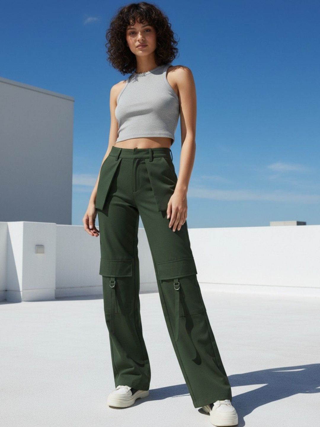 glitchez Women High-Rise Cargos Trousers