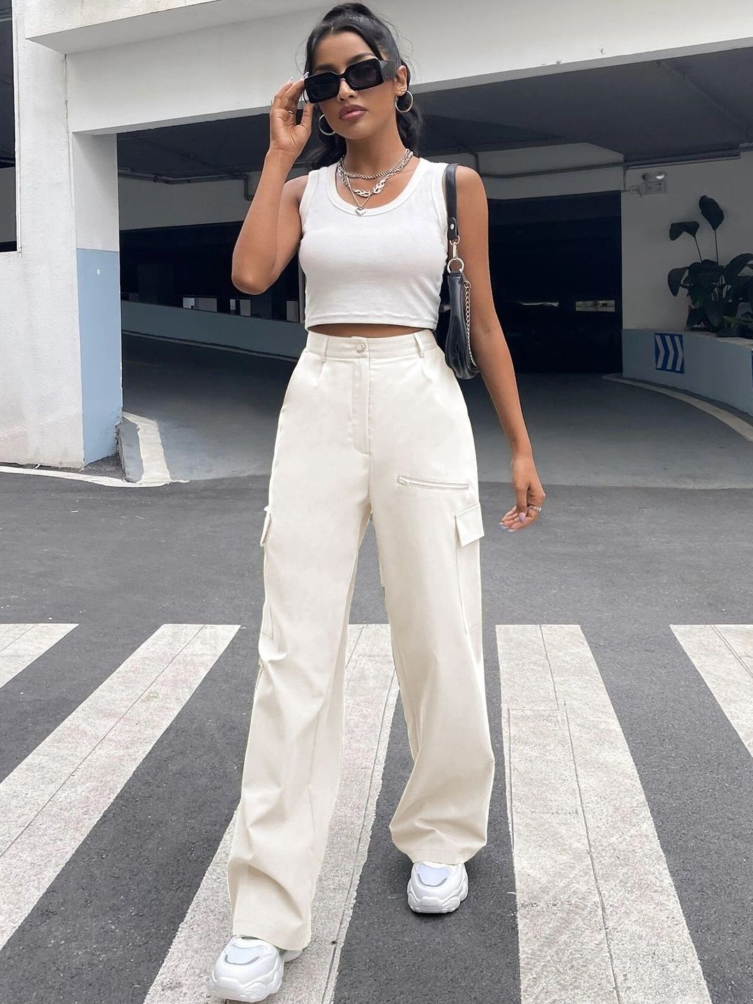 glitchez Women High-Rise Cargos Trousers