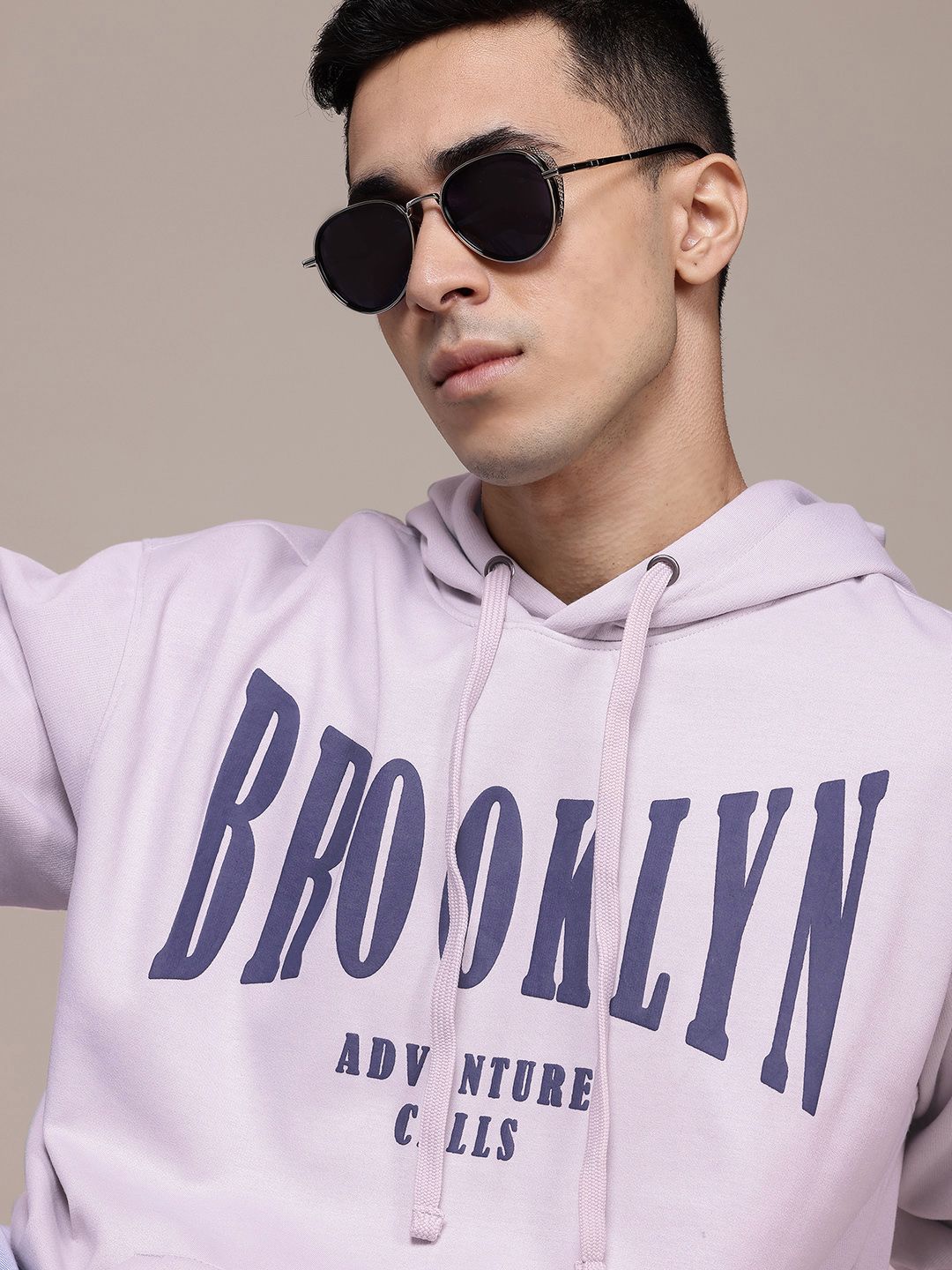 The Roadster Lifestyle Co. Relaxed-Fit Typography Print Hooded Sweatshirt