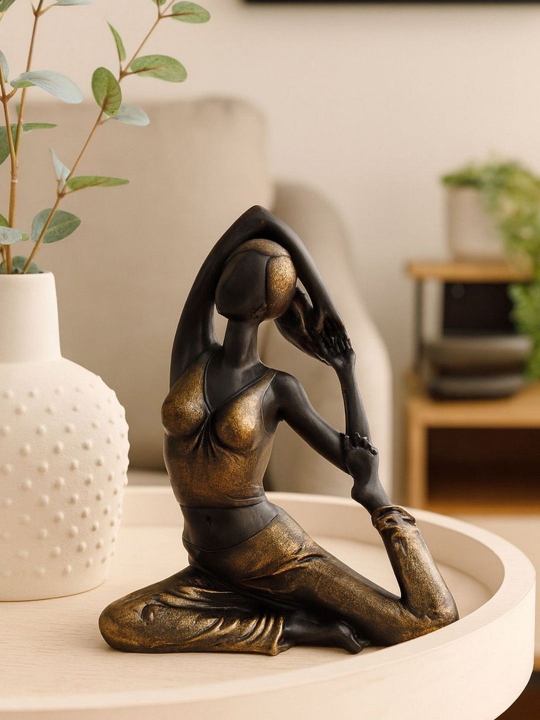 Ashnam Black Mermaid Lady Yoga Seated Posture Figurine Showpiece