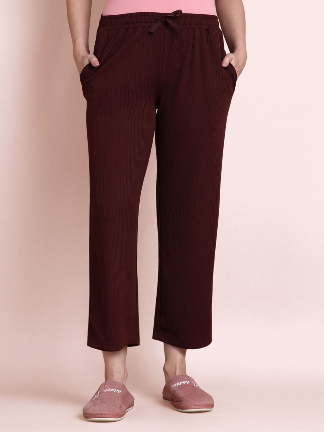TWIN BIRDS Women Ultra-Soft Textured Lounge Pants With Adjustable Drawstring & Pockets