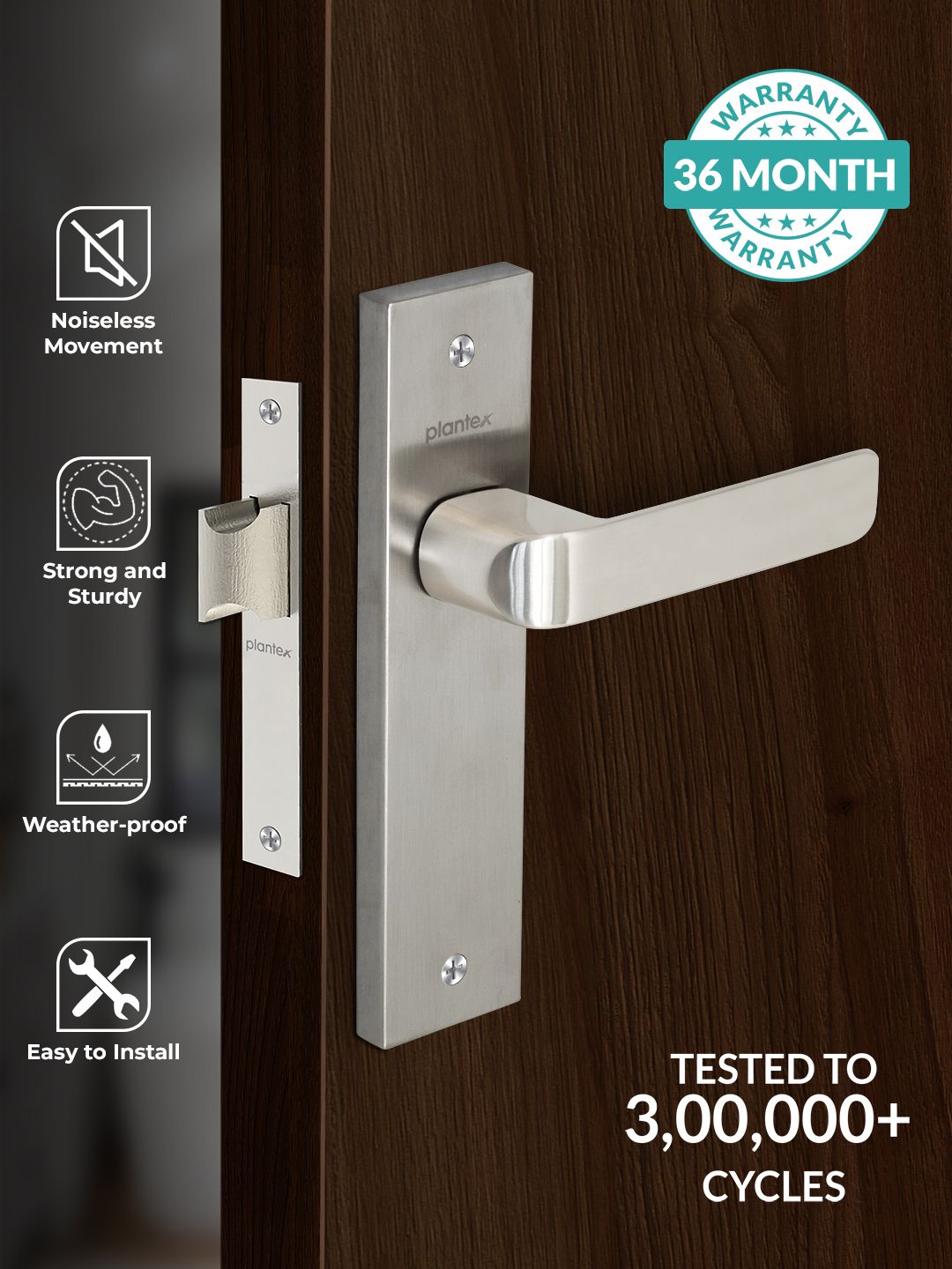 Buy Plantex Grey Strong & Sturdy Handle Door Lock - Door Lock for