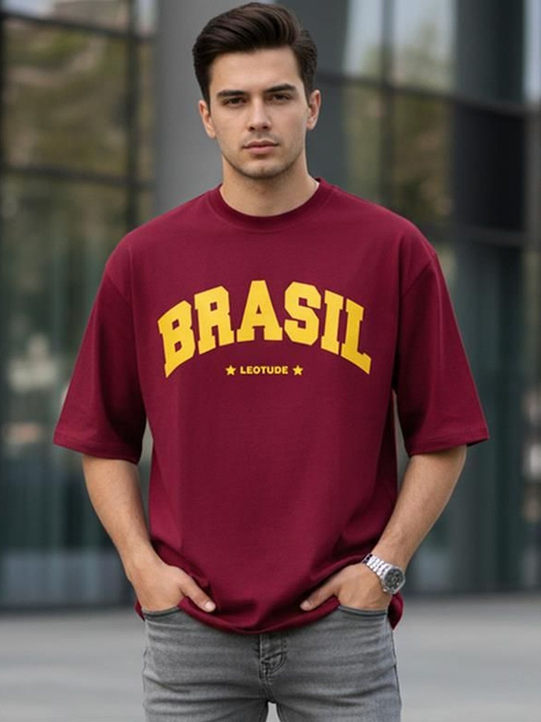 Leotude Men Typography Printed T-shirt