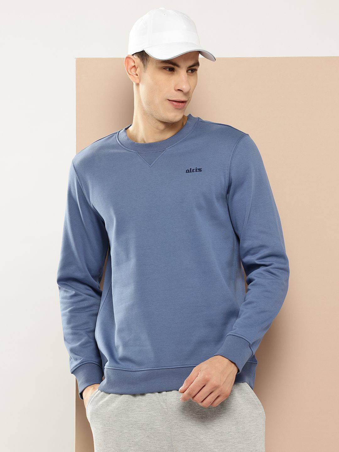 Alcis Brand Logo Self Design Fleece Pullover