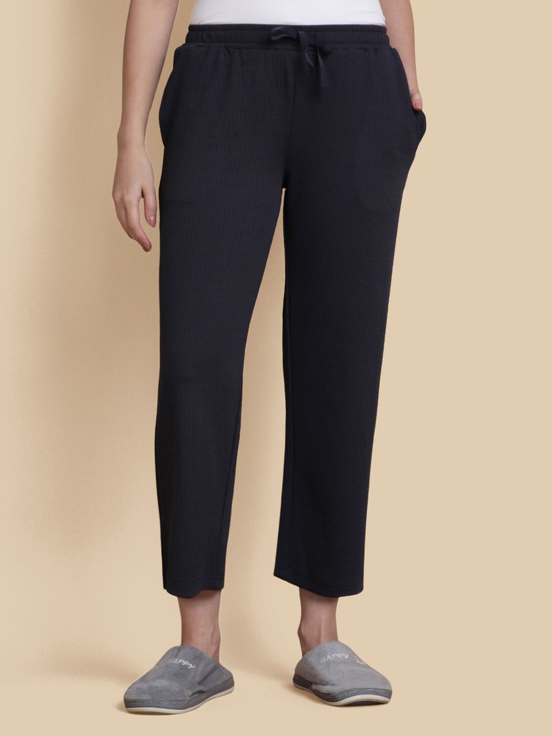 TWIN BIRDS Women Ultra-Soft Textured Lounge Pants With Adjustable Drawstring & Pockets