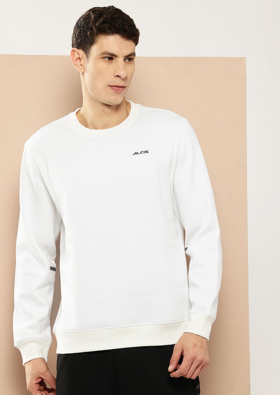 Alcis Brand Logo Self Design Fleece Pullover