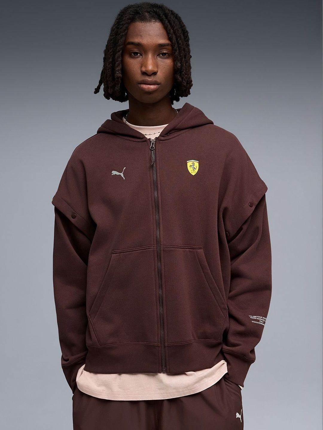 PUMA Motorsport Scuderia Ferrari Premium Men's Convertible Sleeve Hooded Sweat Jacket