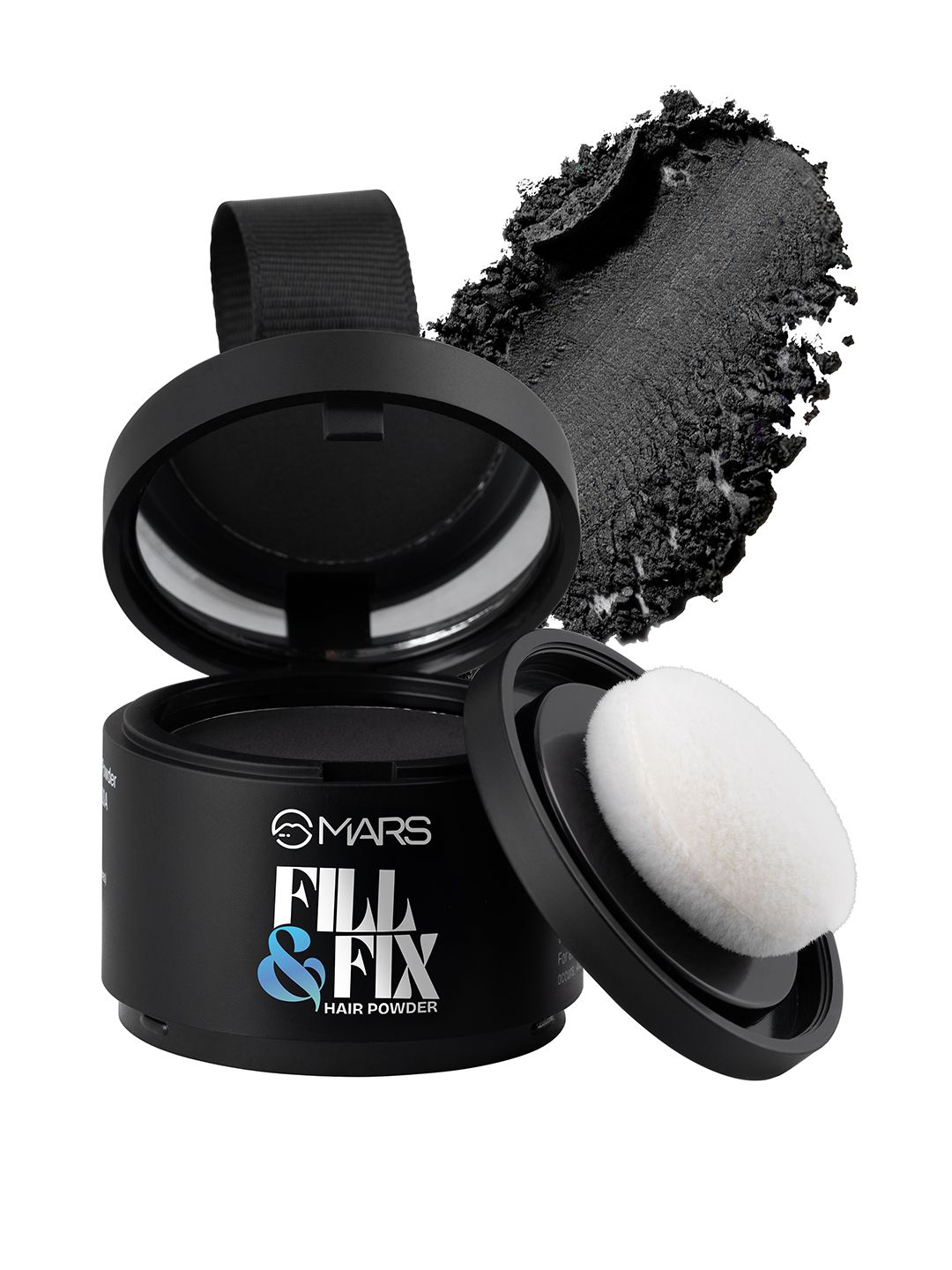 MARS Fill & Fix Hair Cover Powder with Mirror & Puff - Black