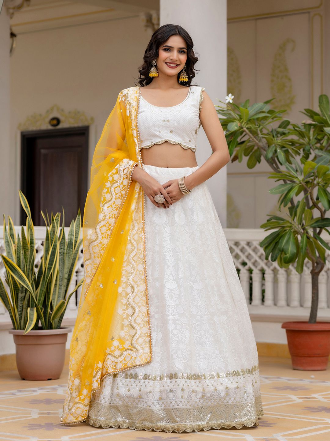 Trendmalls Embroidered Semi-Stitched Lehenga & Unstitched Blouse With Dupatta