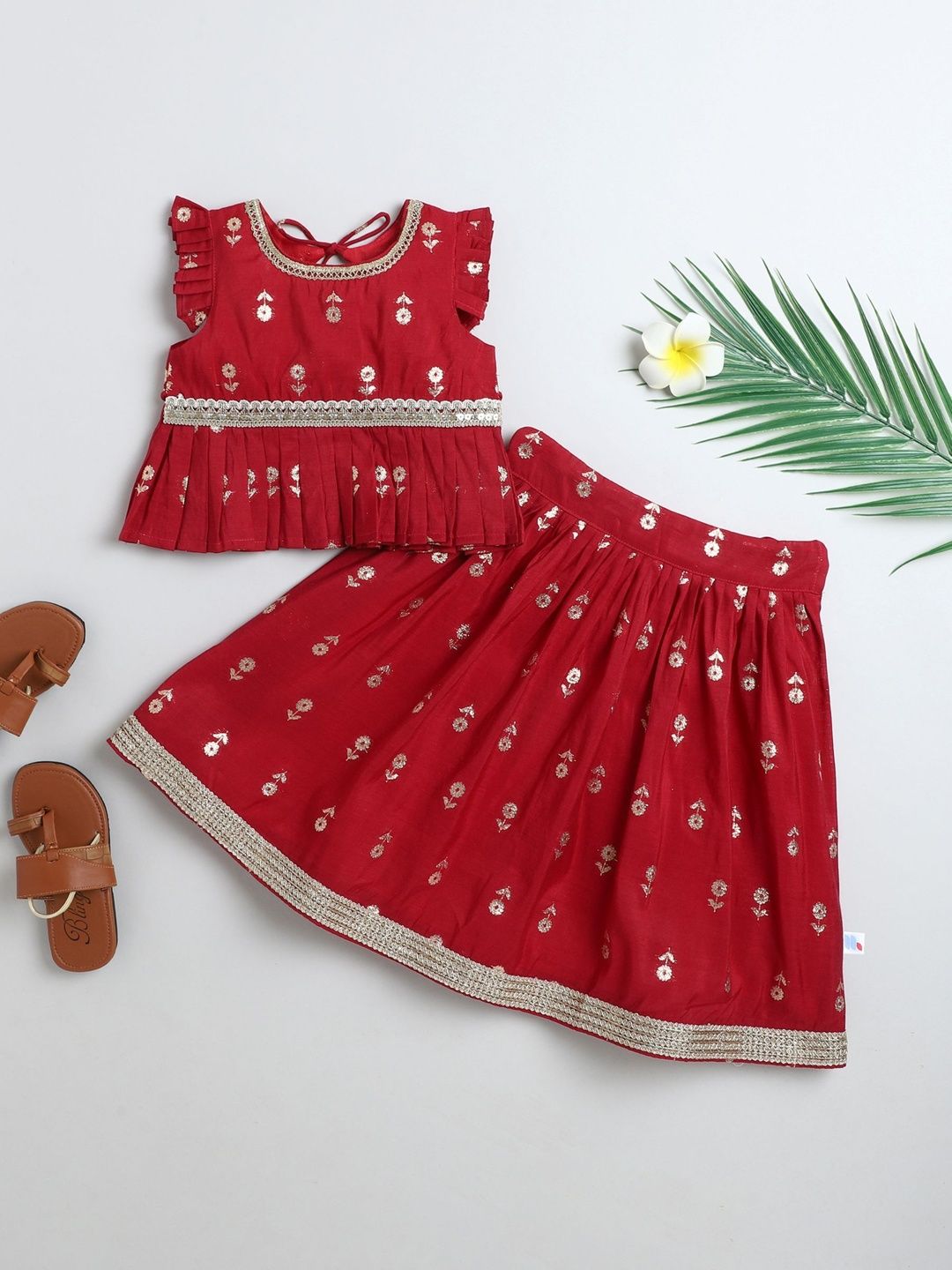 MANY FROCKS & Girls Embroidered Sequinned Ready to Wear Lehenga