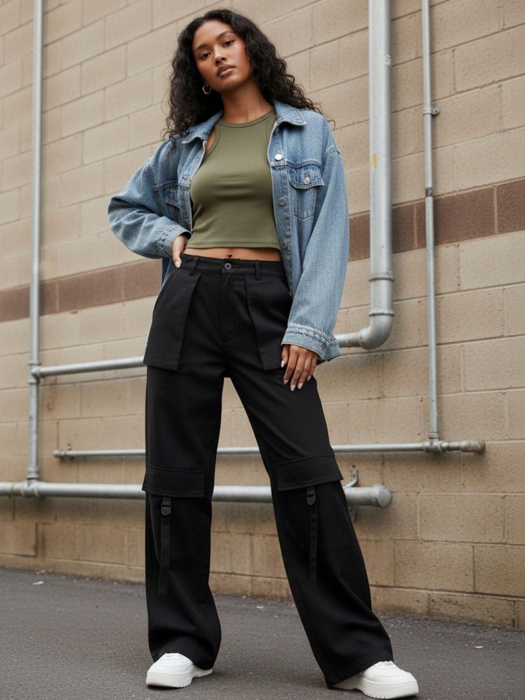 glitchez Women High-Rise Cargos Trousers
