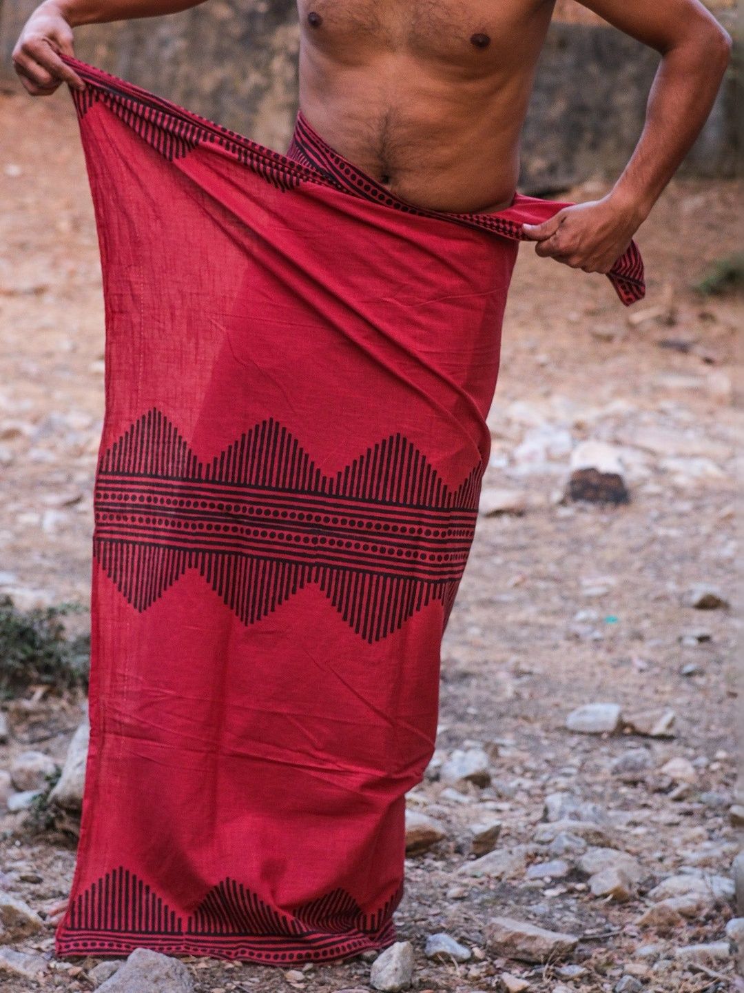 CRYSTAL HEAL Men Printed Cotton Dhotis