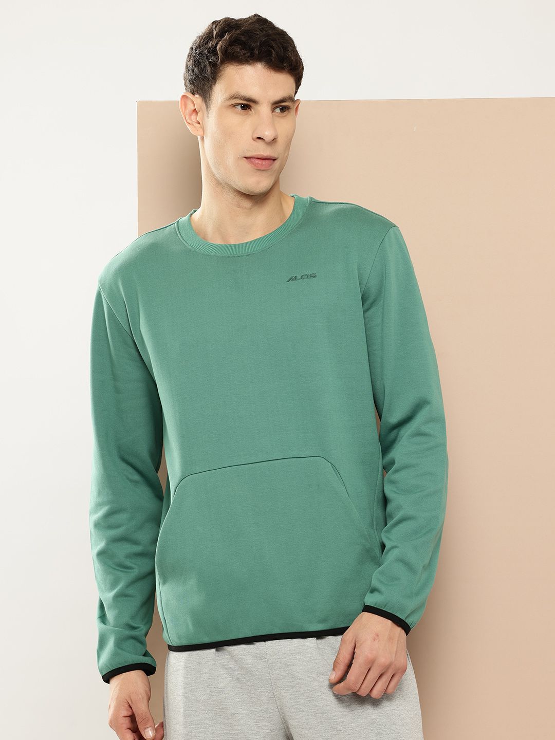 Alcis Brand Logo Self Design Fleece Pullover
