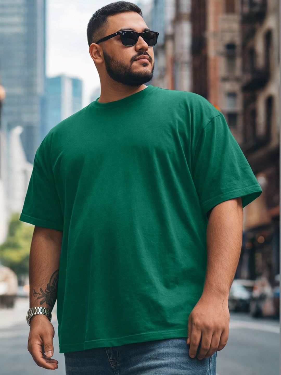 VEIRDO Men Drop-Shoulder Sleeves Pure Cotton T-shirt