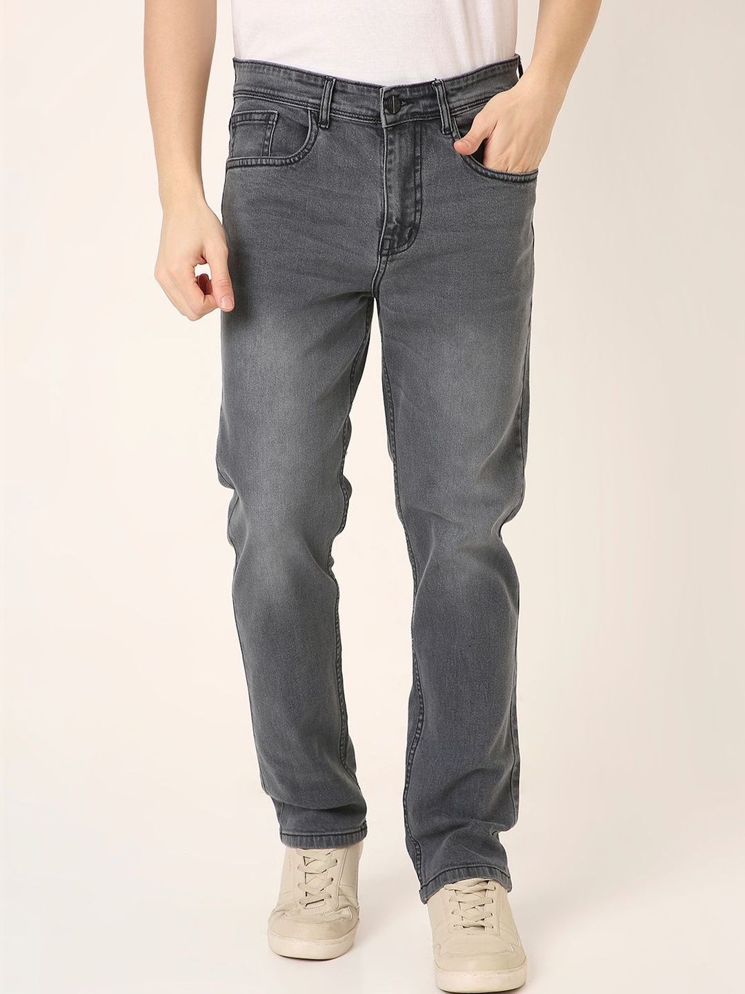 Blnk Men Straight Fit Mid-Rise Light Fade Jeans