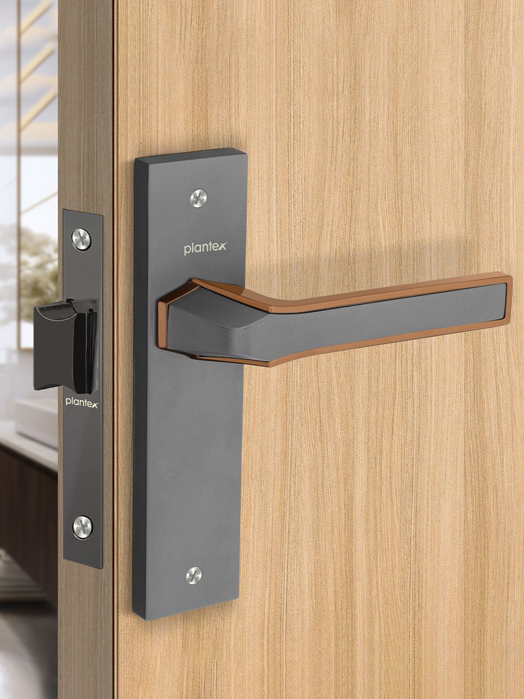 Buy Plantex Grey Push And Pull Matte Handle Door Lock - Door Lock