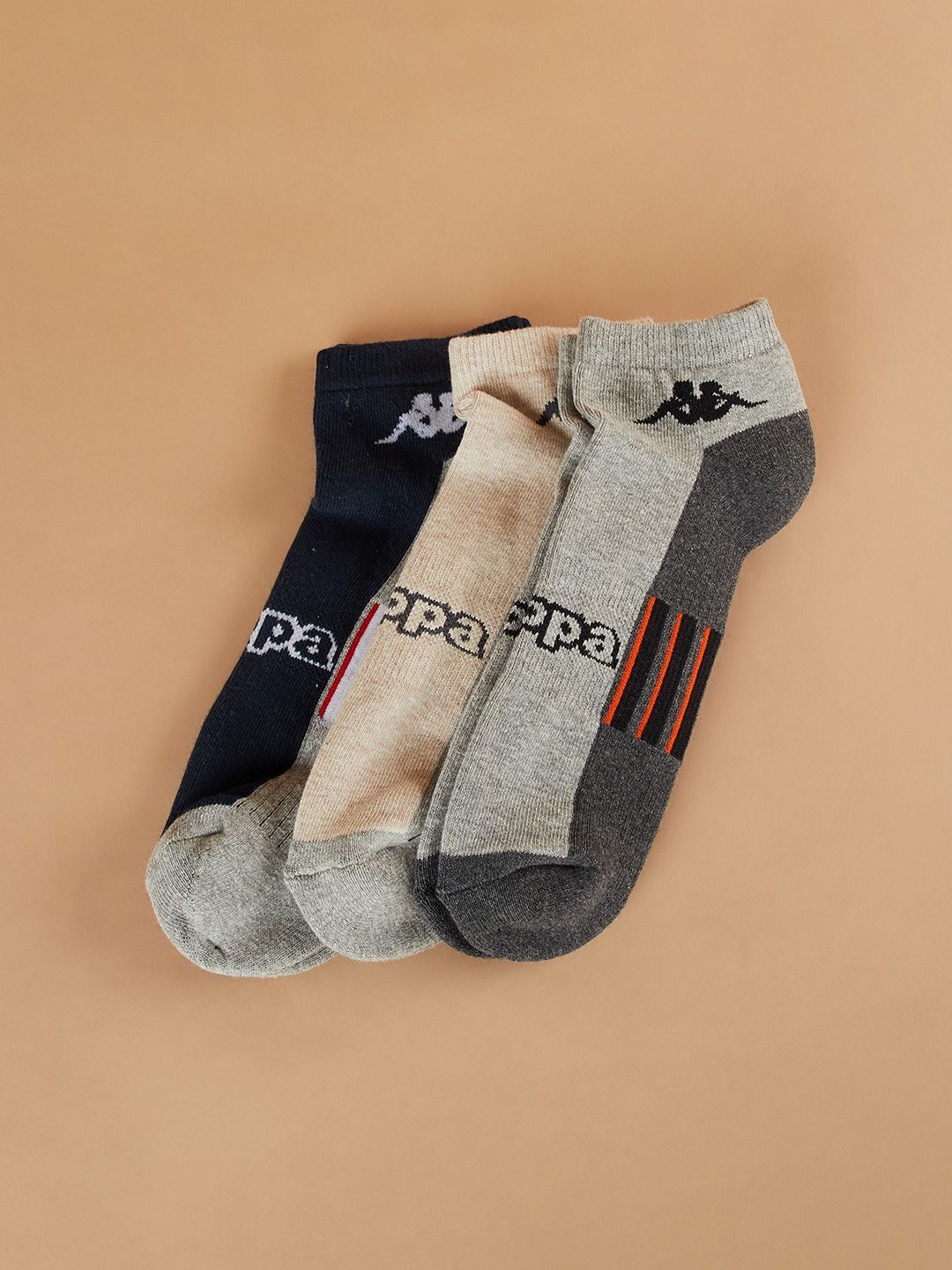 Kappa Men Pack Of 3 Patterned Cotton Shoe Liners Socks