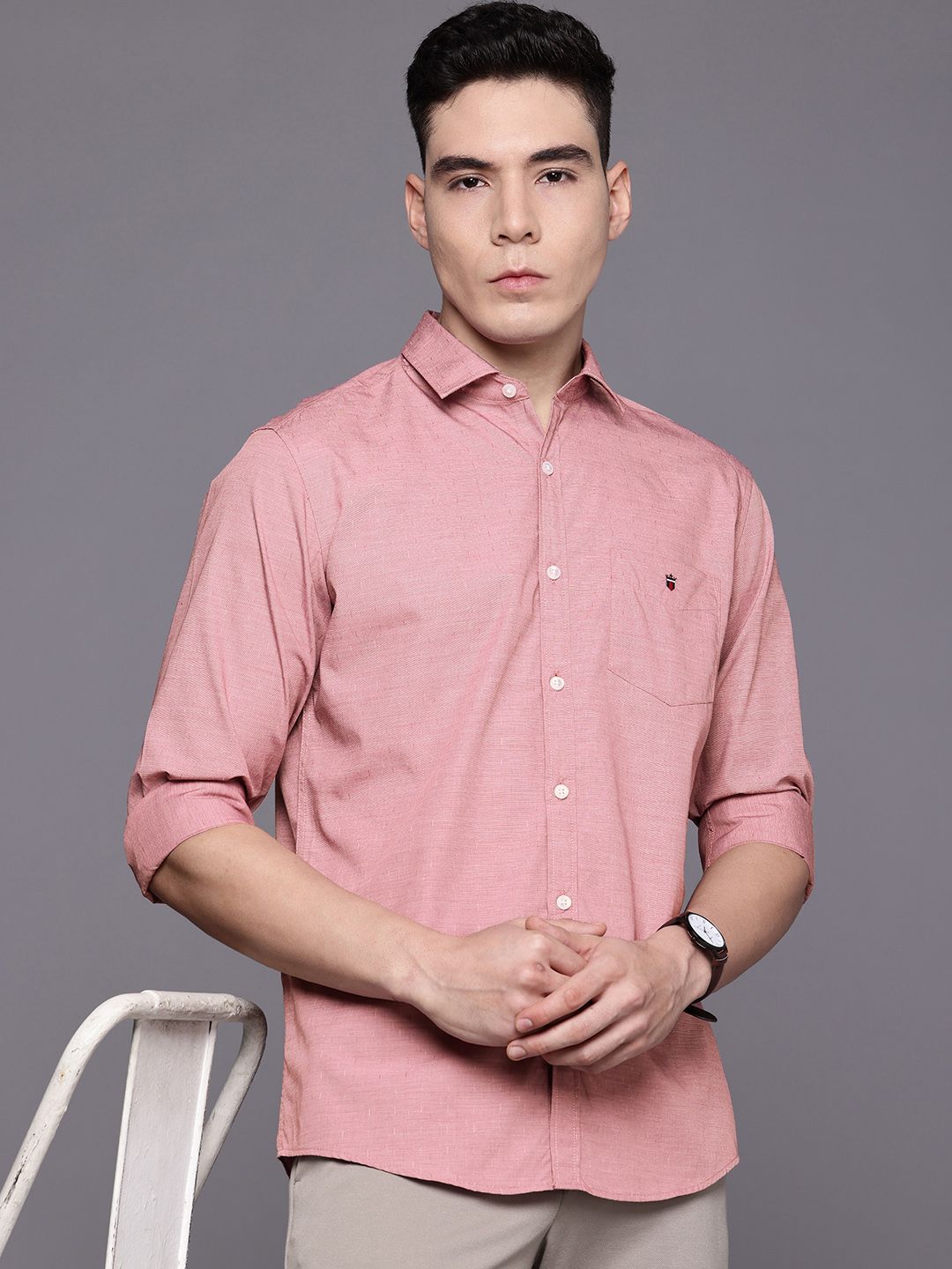 Louis Philippe Sport Louis Philippe Sport Pure Cotton Textured Slim Fit Casual Shirt