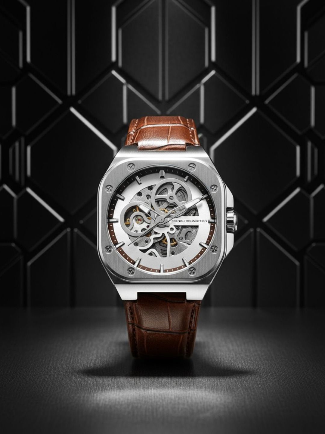 Buy French Connection Men Dial & Leather Bracelet Style Straps