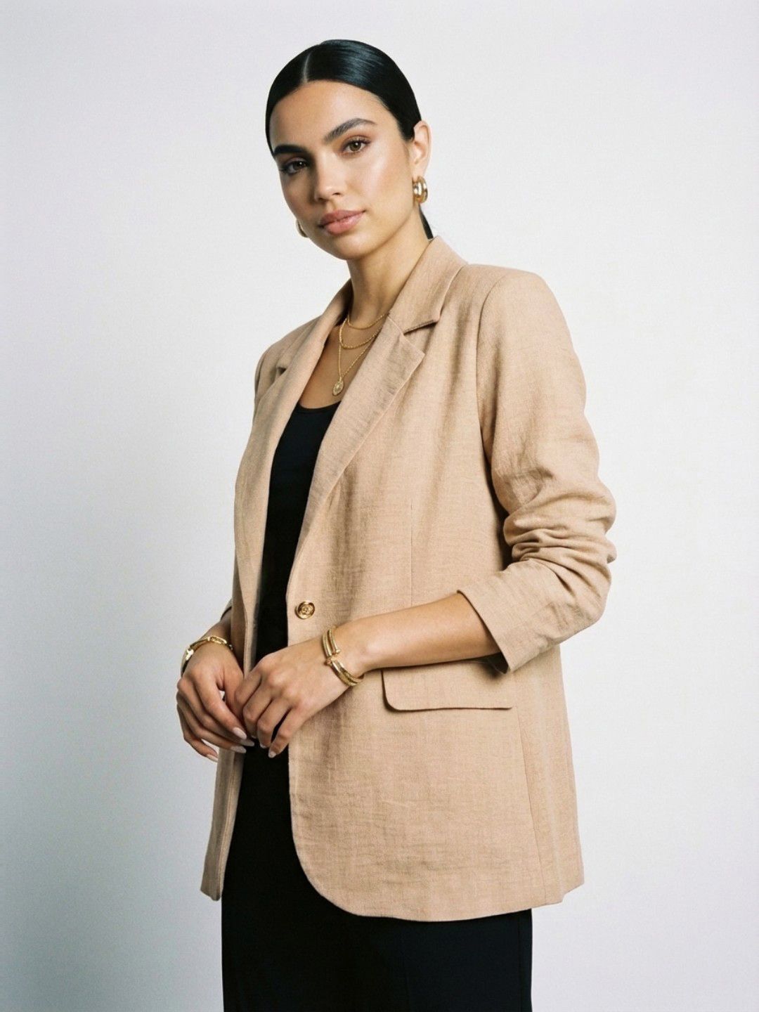 Phosphorus Crinkled Relaxed Fit Single-Breasted Casual Blazer