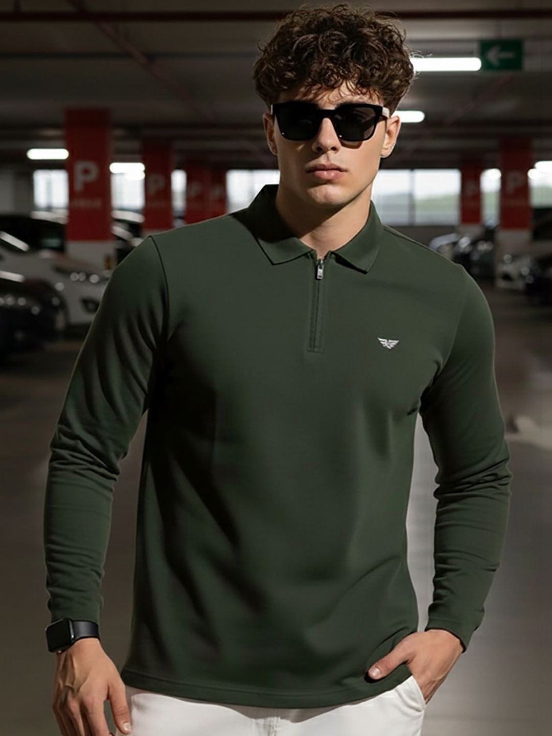 XYRIS Men Brand Logo Polo Collar T-shirt