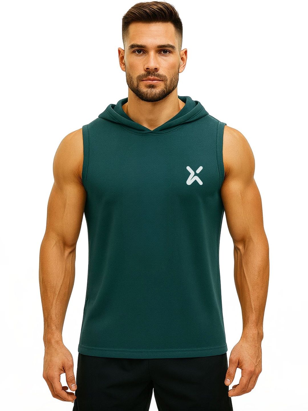 3Colors Men's HOOD Gym Vest | Sleeveless Tank Top for Workout, Bodybuilding & Sports | Printed Hooded Sleeveless Gym Vest