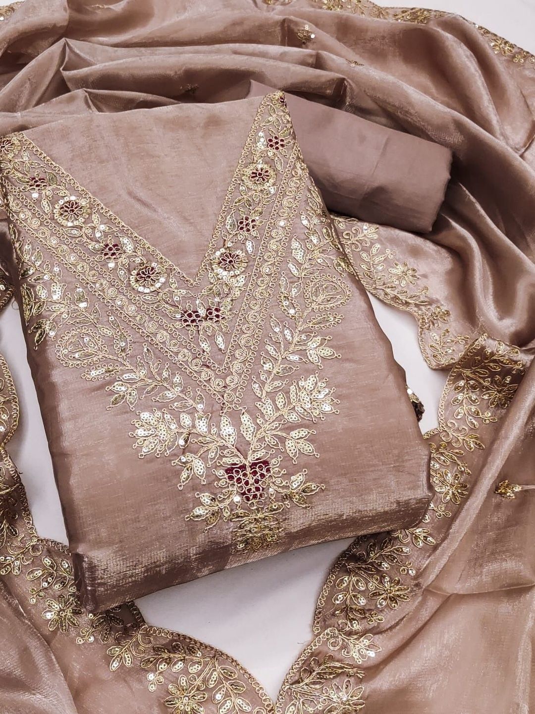 KALINI Embroidered Organza Unstitched Dress Material