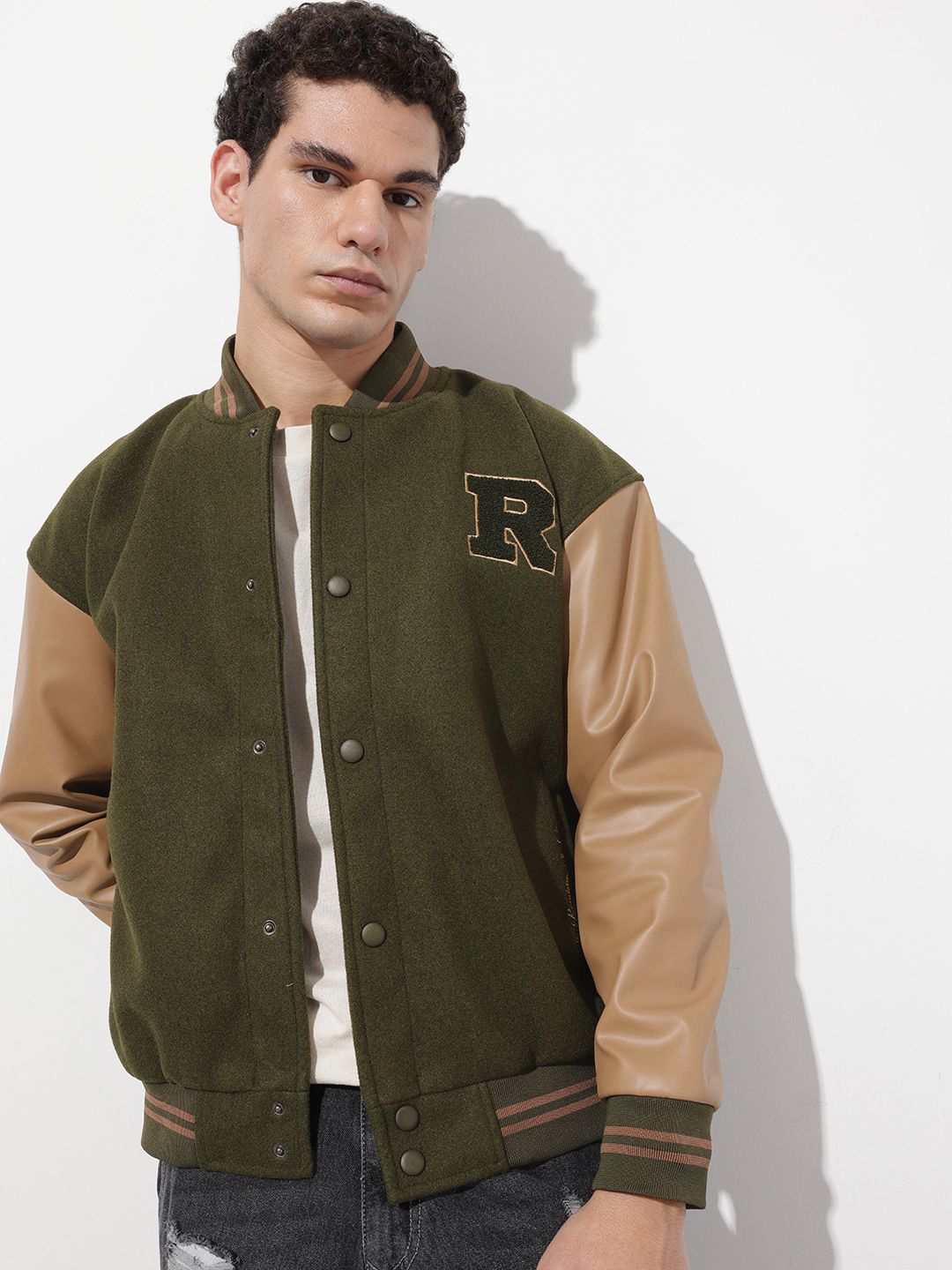 The Roadster Life Co. Mock Collar Varsity Jacket
