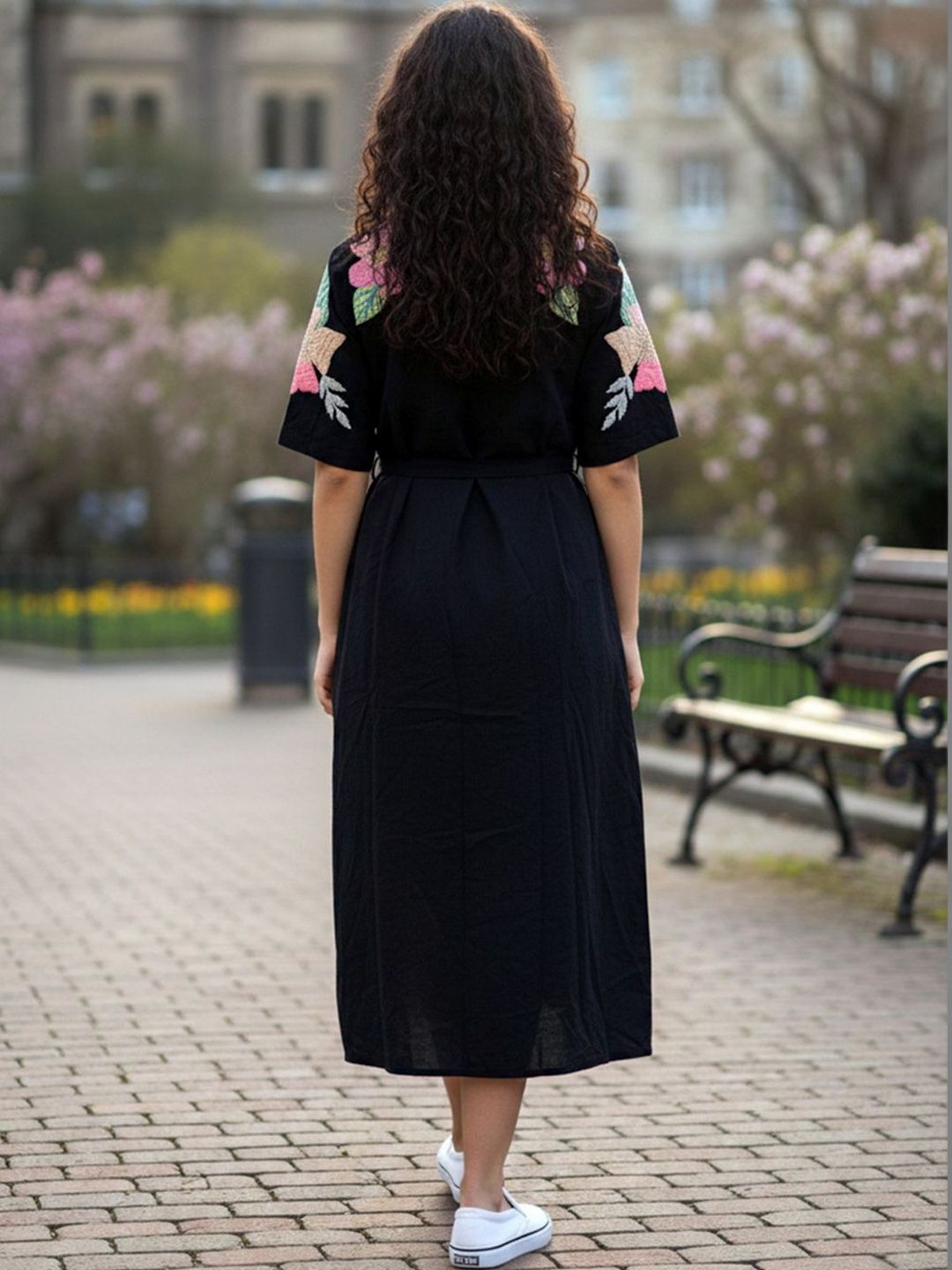 Buy Zolo Label Floral Embroidered Shirt Midi Dress - Dresses for