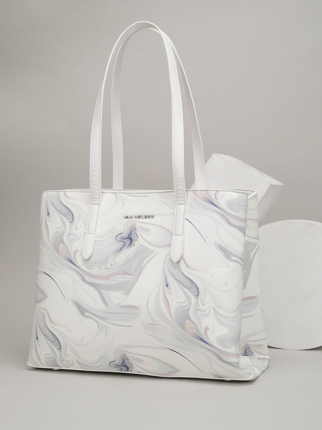 Van Heusen Printed PU Structured Tote Bag