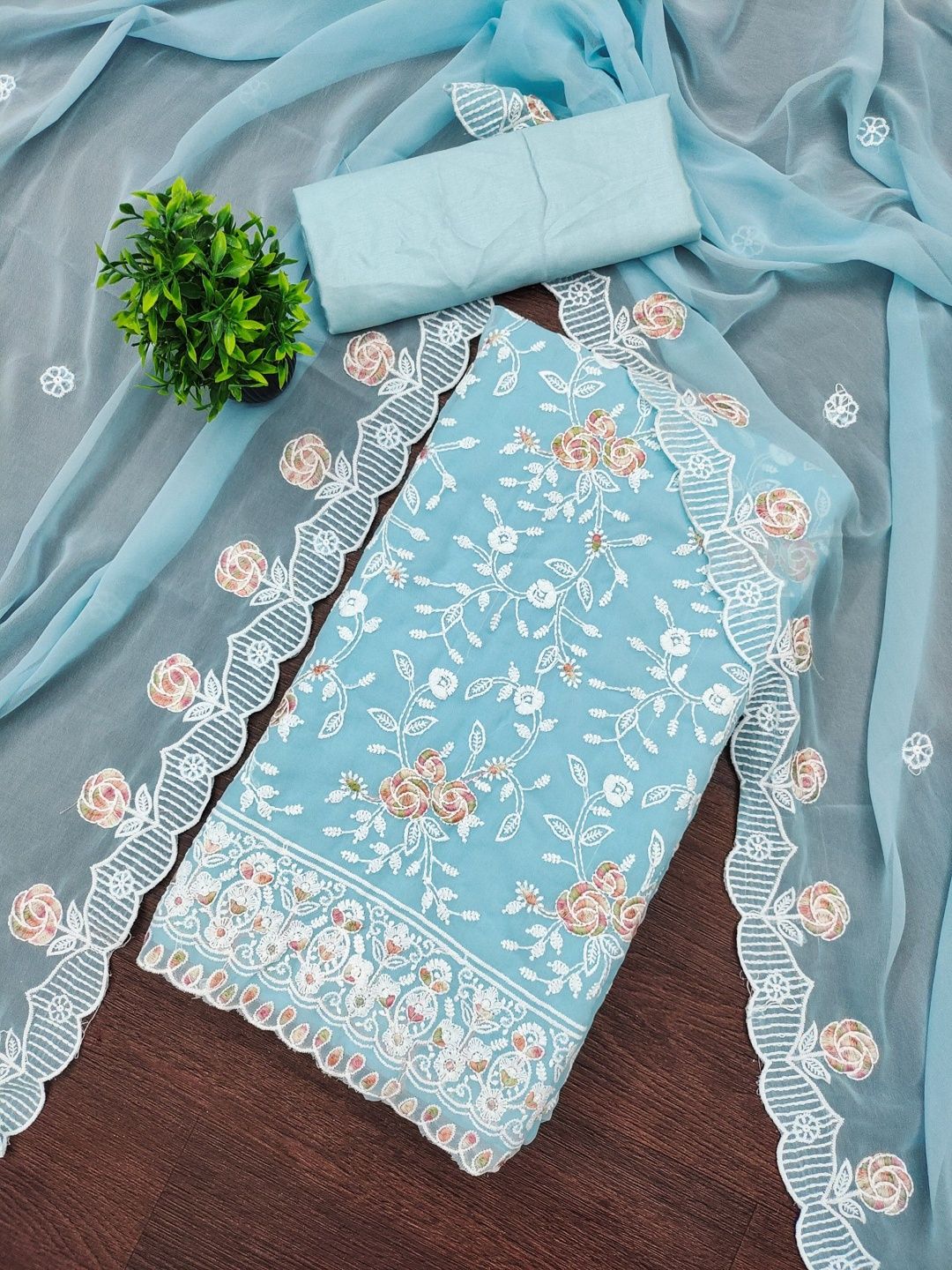 KALINI Embroidered Unstitched Dress Material