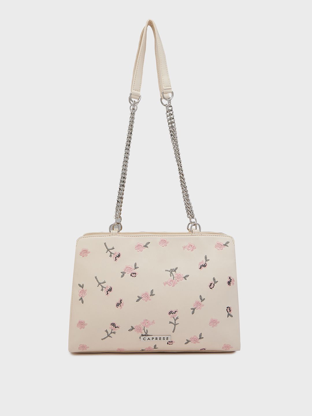 Caprese Bloom Women Cream Medium Satchel Bag