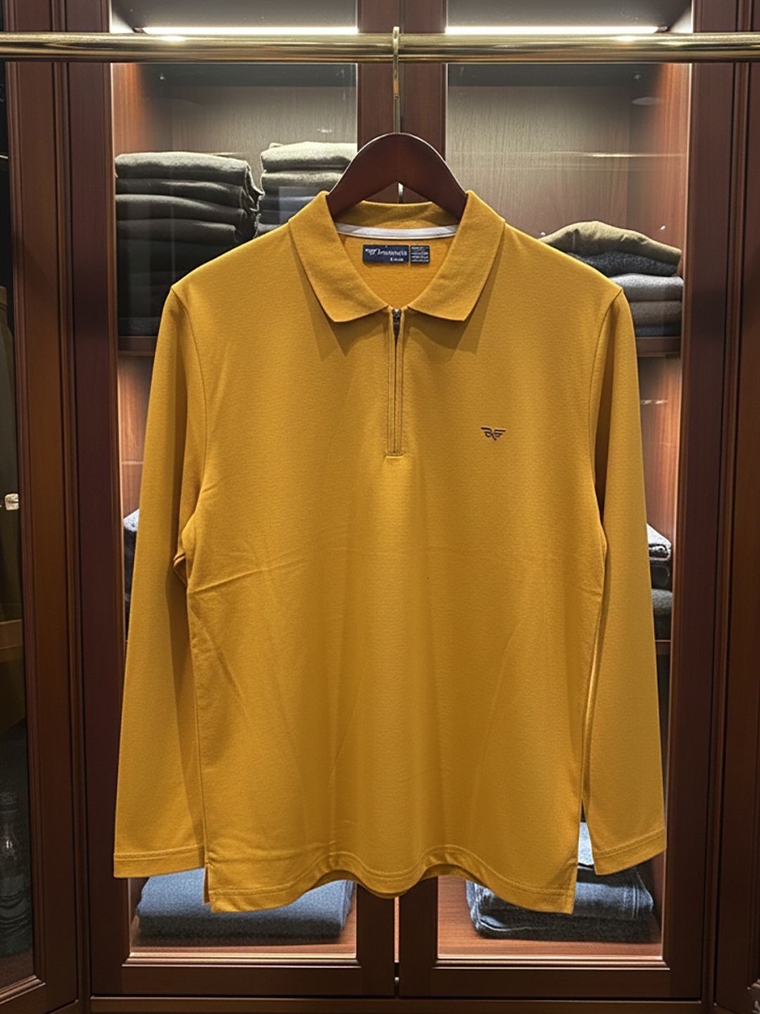 RISS Men Brand Logo Polo Collar T-shirt