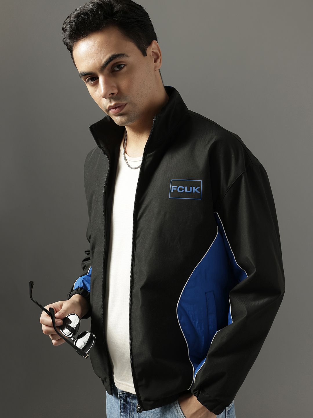 FCUK Mock Collar Colourblocked Jacket