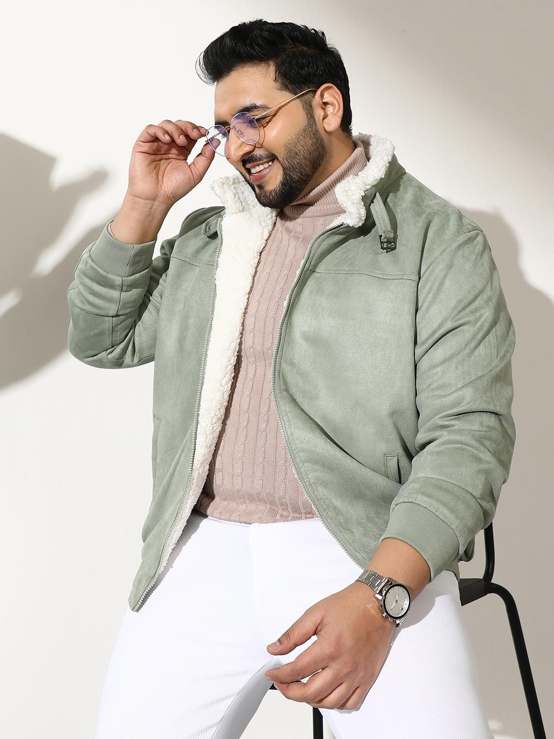 Instafab Plus Men Suede Windcheater Outdoor Bomber Jacket