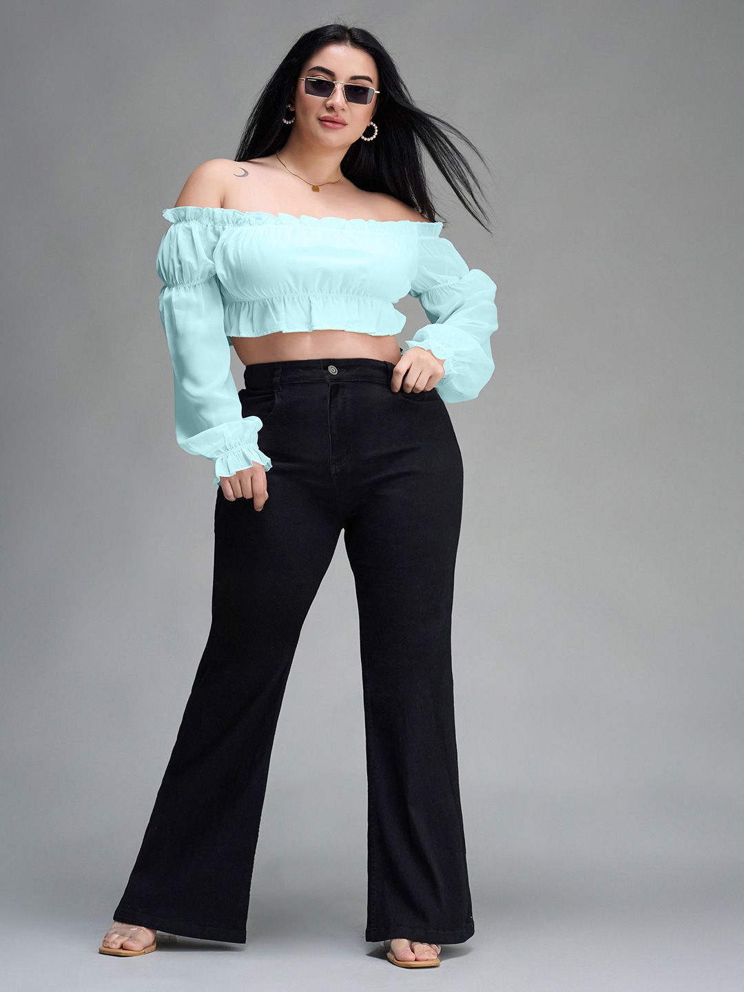 Miss Chase A+ Plus Size Women Wide Leg High-Rise Jeans