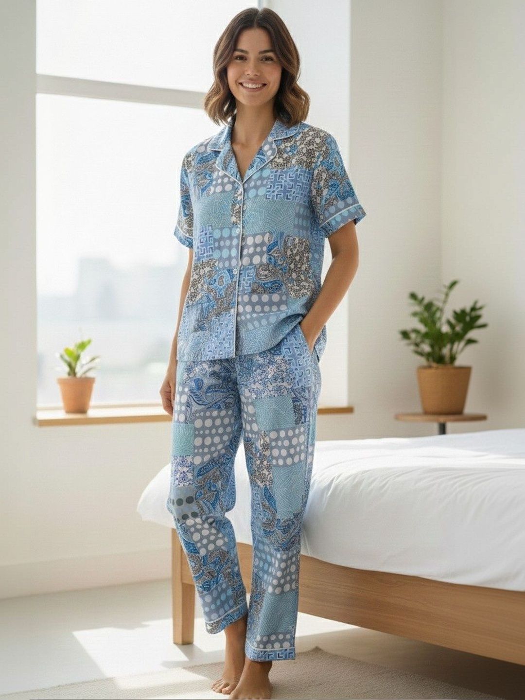 NEYSA Women Printed Shirt with Pyjamas