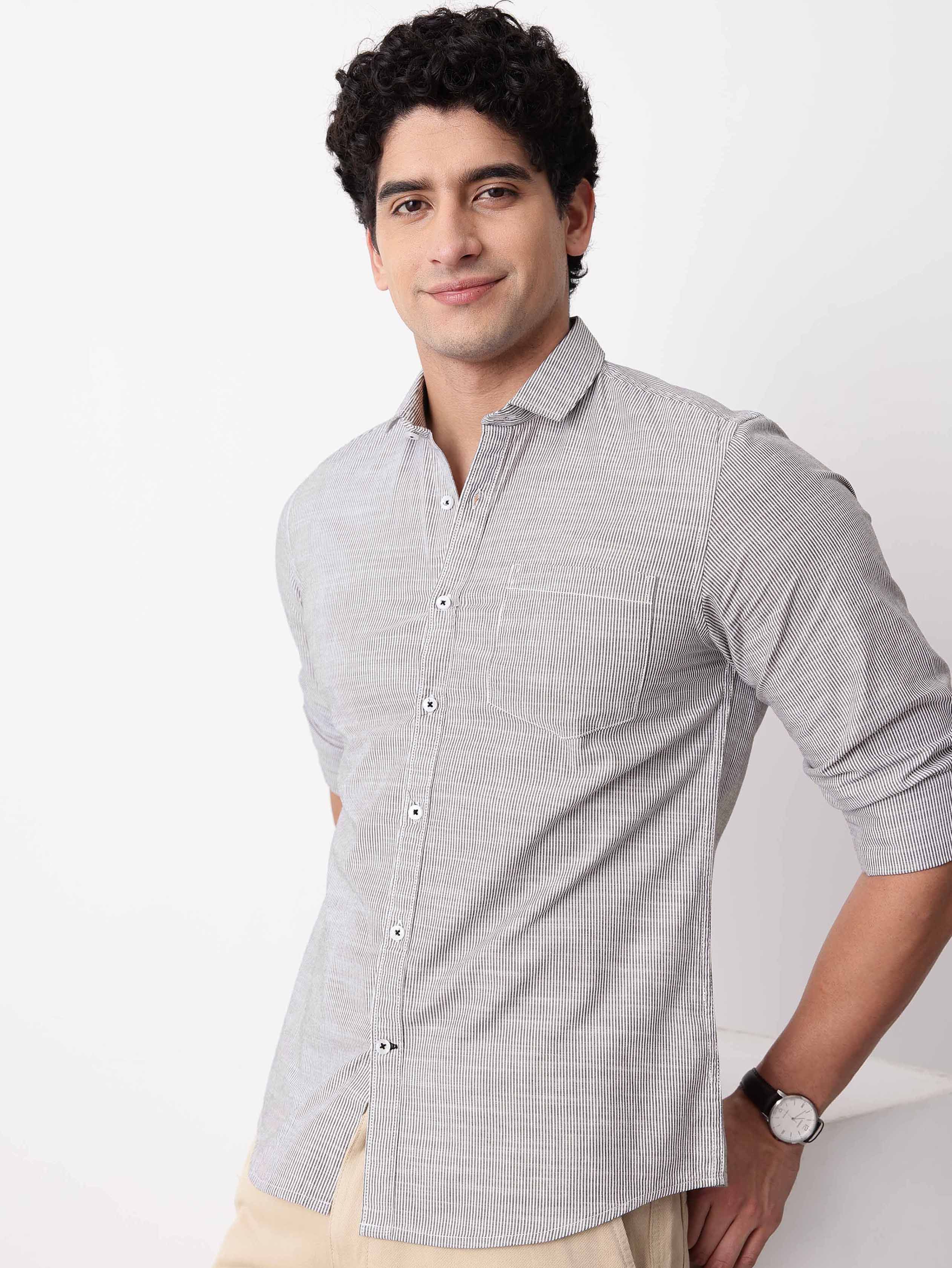 Mast & Harbour Slim Fit Checked Cotton Linen Casual Shirt