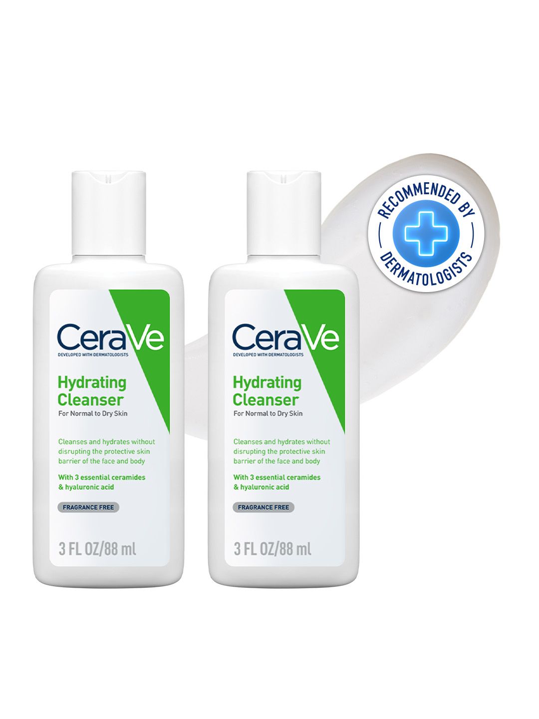 CeraVe CeraVe Set of 2 Hydrating Cleanser For Dry Skin with Ceramides & Hyaluronic Acid-88ml each