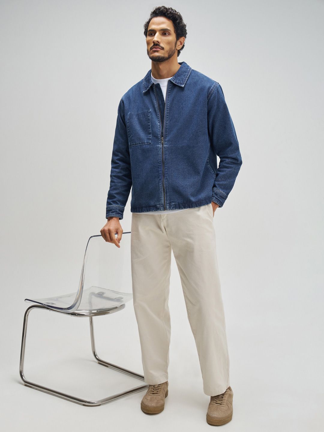 Buy XYXX Men Solid Cotton Denim Zipper jacket - Jackets for Men