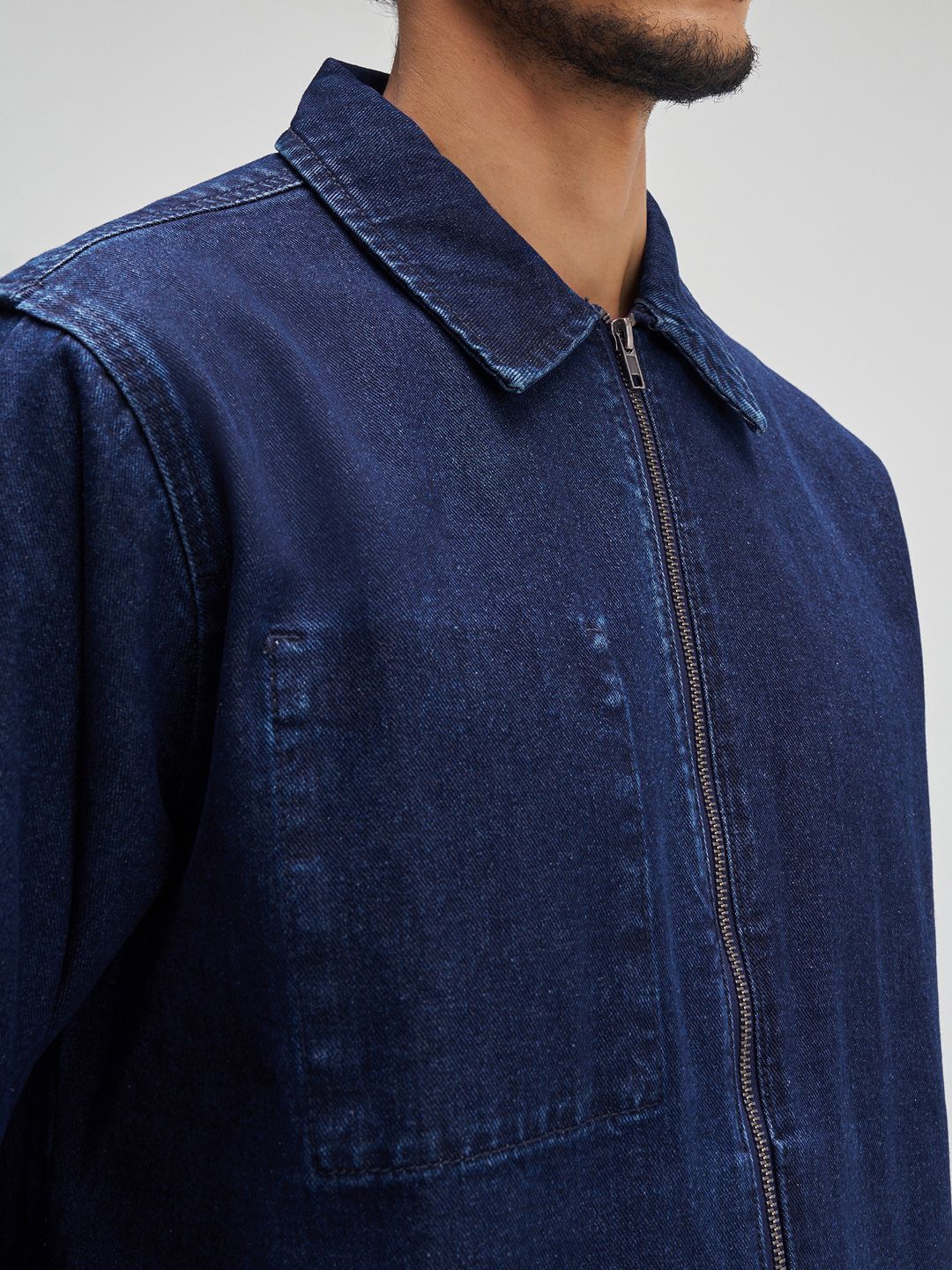 【Ats】ZipDesign DenimShirt Jacket Buy XYXX Men Solid Cotton Denim Zipper jacket - Jackets for Men