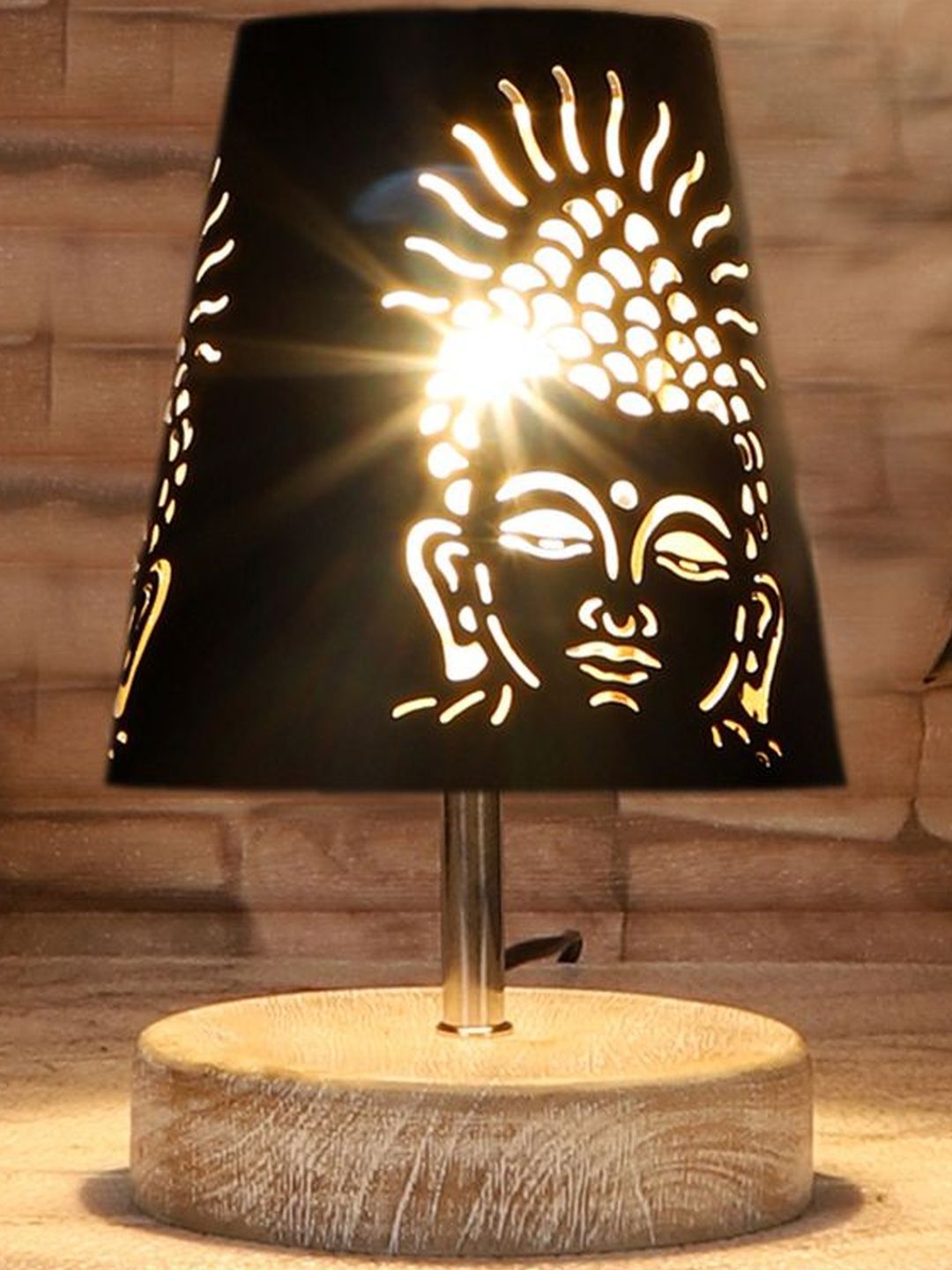 Aura Black Wood Contemporary Frusturical Shaped Table Lamp
