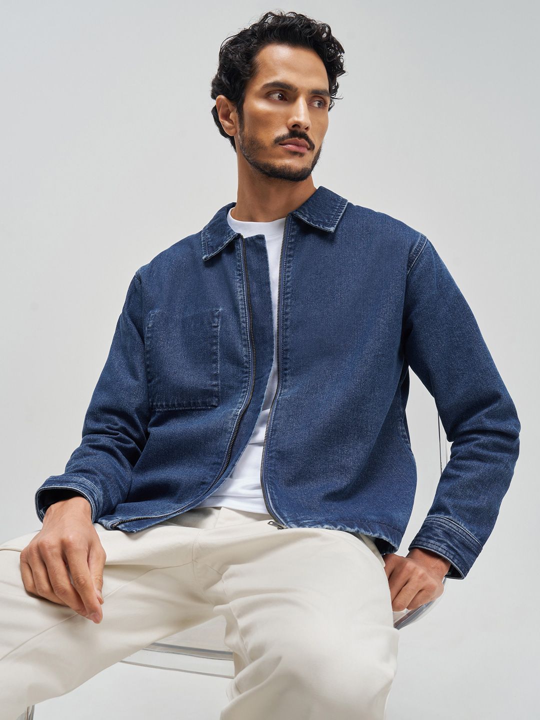 Buy XYXX Men Solid Cotton Denim Zipper jacket - Jackets for Men