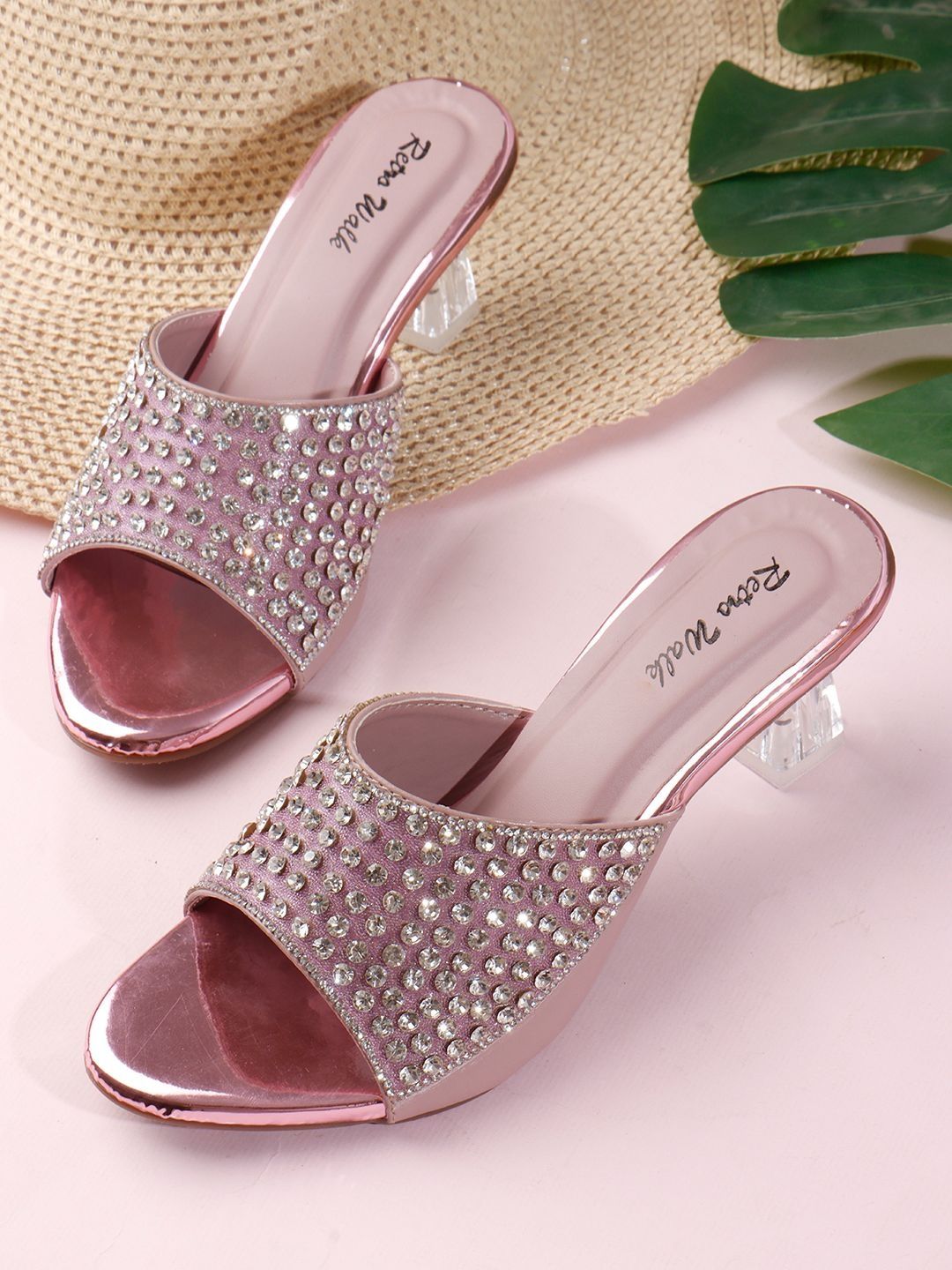 Retro Walk Embellished Party Block Mules