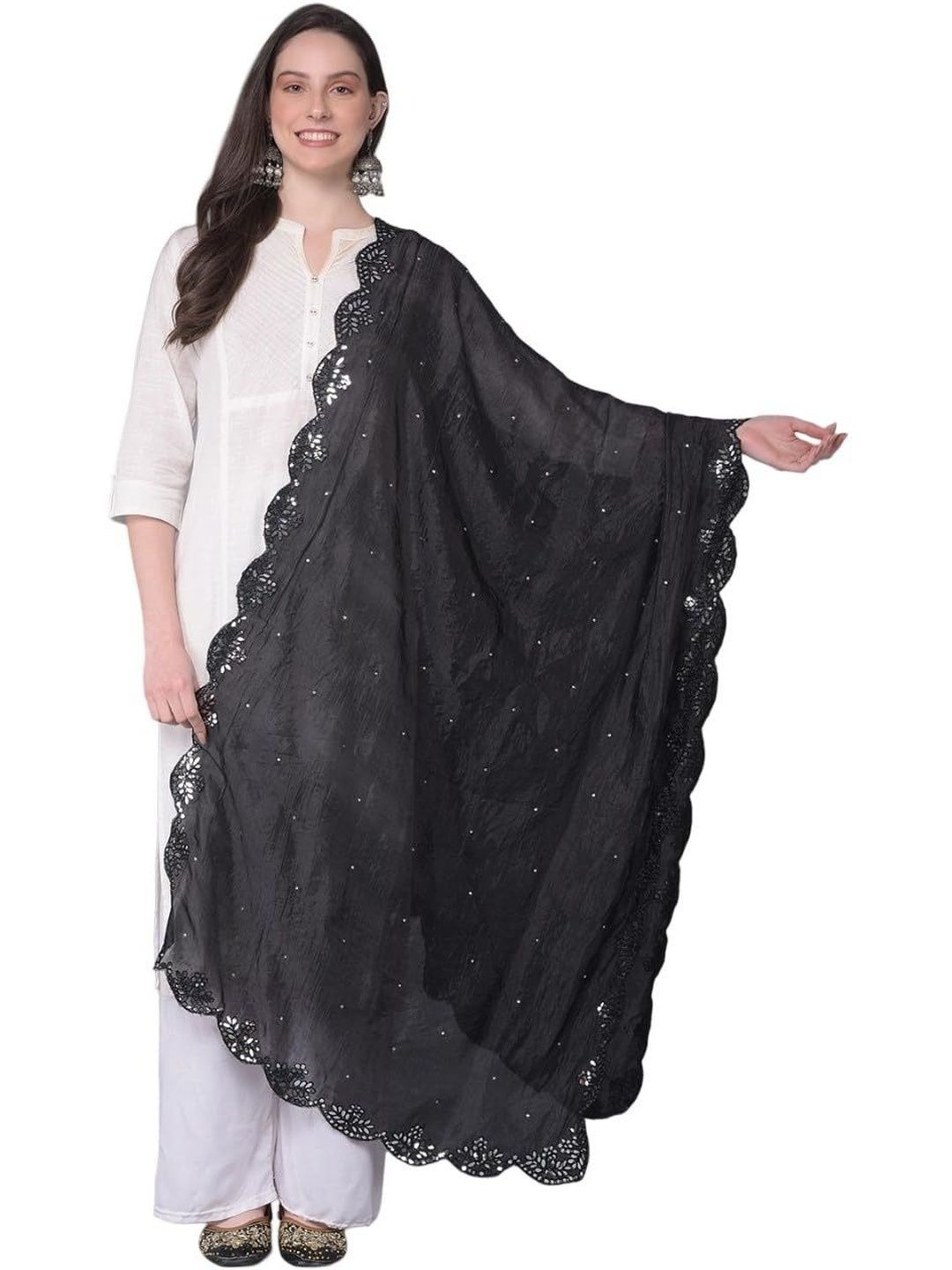 A R SILK DUPATTA HUB Embroidered Dupatta with Sequinned