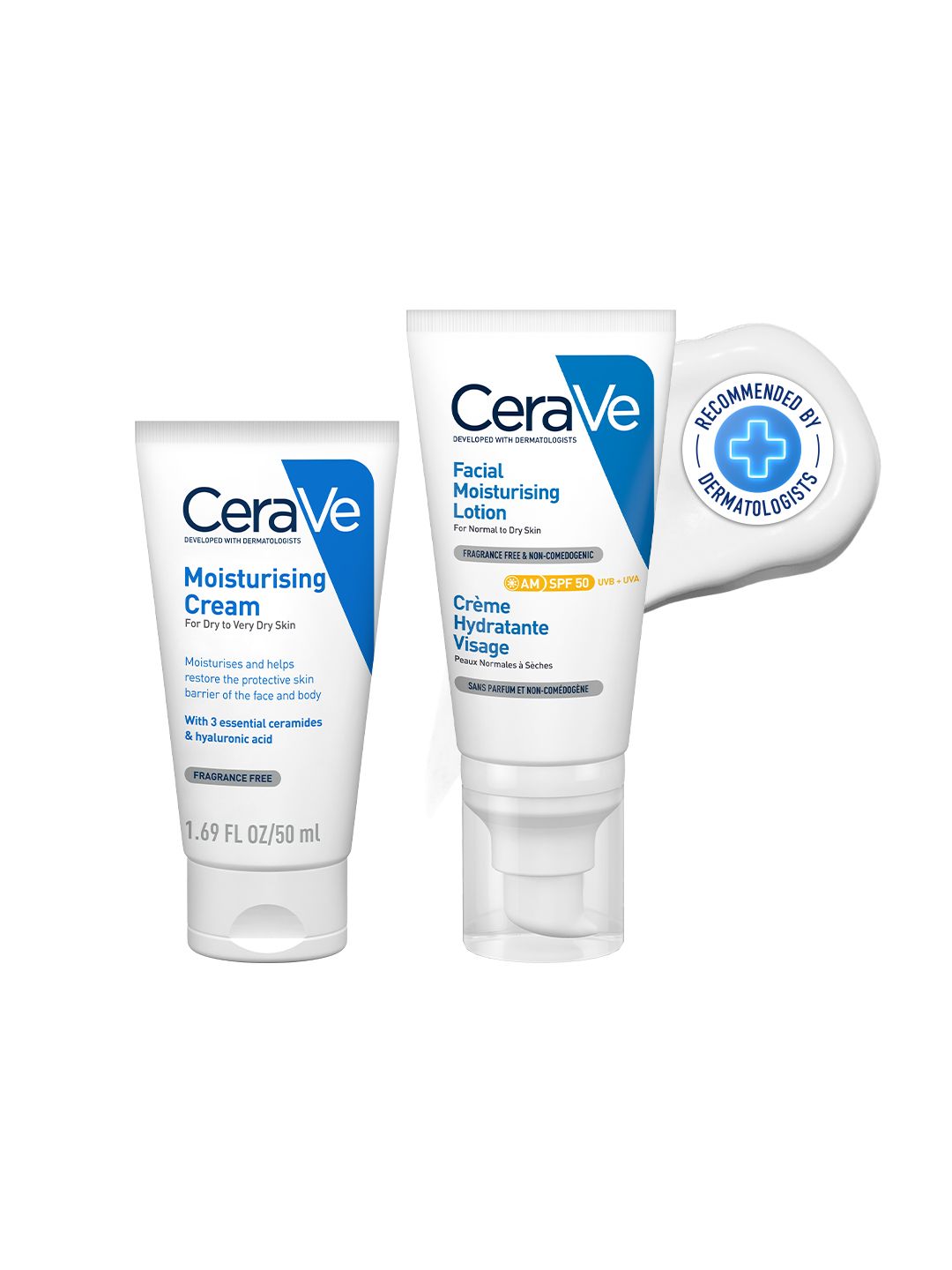 CeraVe CeraVe Sun Protection Combo - AM lotion SPF 50 Sunscreen & Moisturizing Cream for Dry Skin